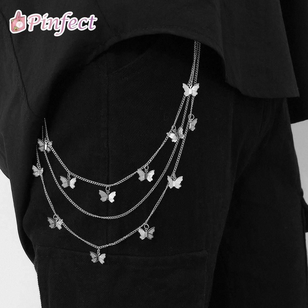 [Pinfect] Vintage Elegant Multi-layer Butterfly Waist Chain Men Women Hip Hop Streetwear Pants Belt Chain Metal Clothing Accessories Jewelry