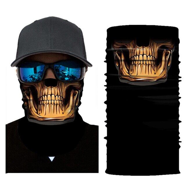 3D Balaclava Magic Scarf Neck Face Mask Motorcycle Ghost Skull Tactical Skiing Motorbike Bandana Magic Scarf Neck Tube