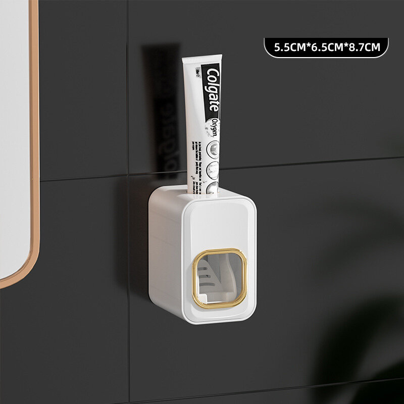 KS modern minimalist wall-mounted toothbrush holder bathroom multi-functional punch-free toothpaste squeezer
