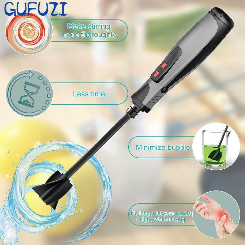 Portable Epoxy Mixer Electric Resin Mixer Electric Epoxy Resin Mixer Handheld Resin Stirrer with 4 Stirring Paddles for Minimizing Bubbles