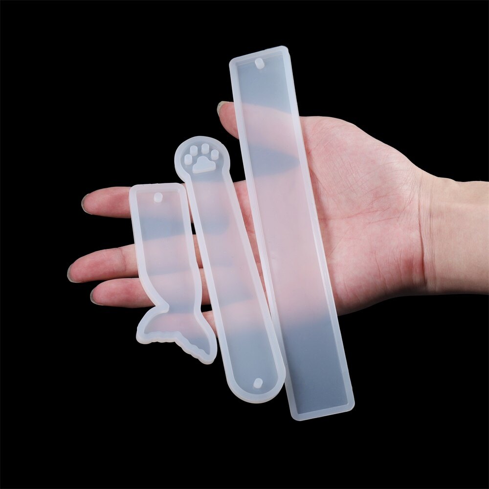 1pcs Rectangle Bookmark Silicone Mold Fish Tail Shape Bookmark Casting Mould for DIY Epoxy Resin Craft Jewelry Making Supplies