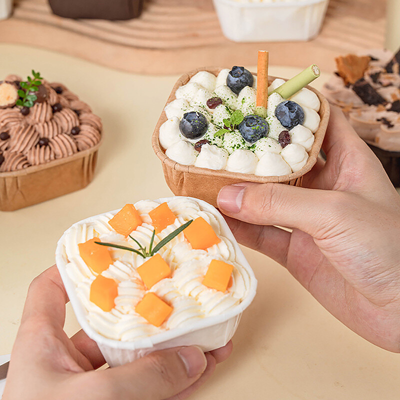 Rayua 50Pcs Set Cake Mold Square Shape Bread Pan Cake Mold Muffin Cupcake Paper Cups Cupcake Liner Baking Muffin Cakecup