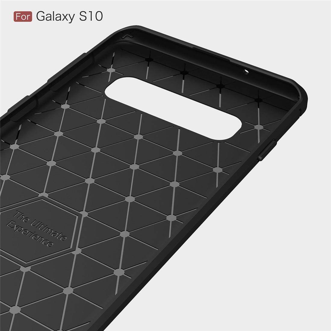 (Hua jia kang)Brushed Texture Carbon Fiber TPU Case for Galaxy S10