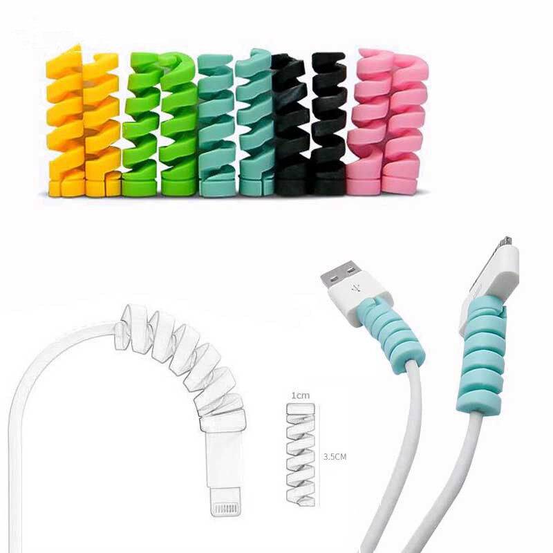 Spiral Cable protector Data Line Silicone Bobbin winder Protective For iphone Android USB Charging earphone Case Cover