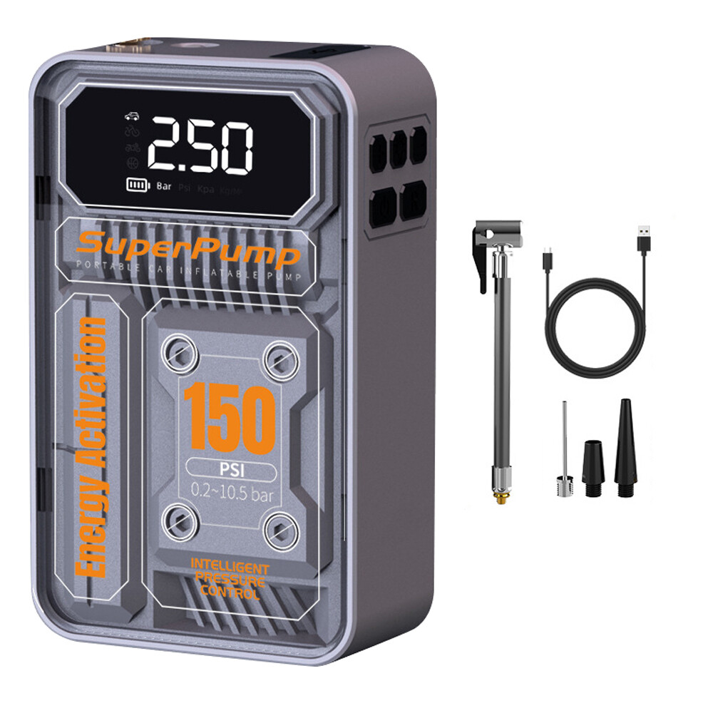 Smart Sensor 3in1 Car Air Pump Portable Electric Auto Tyre Inflator Digital Display with LED Light Illumination Pressure Preset Function for Car Bicycle Inflatable Toy Ball