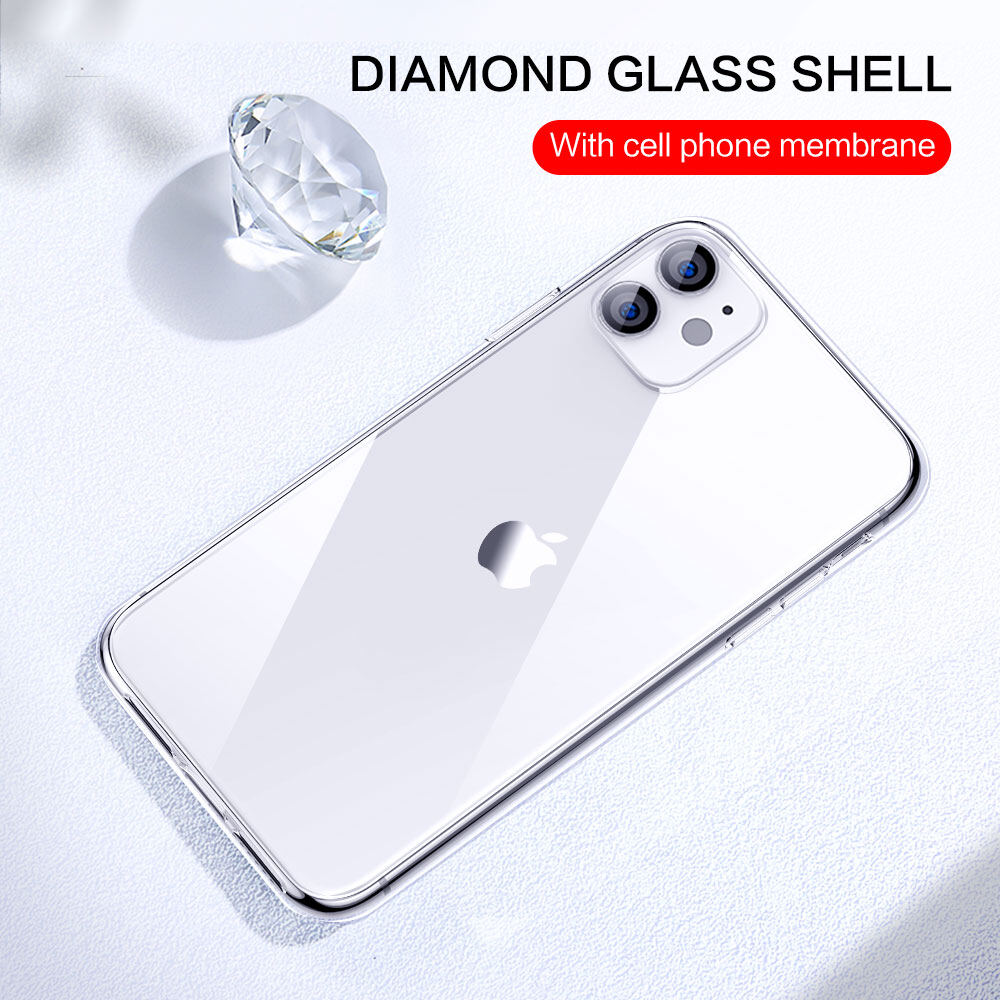 SmartDevil Glass Phone Case For iPhone 11 iPhone 12 iPhone xr Full Coverage Wireless charging anti-fingerprint Thin Clear Fashion Drop Protect