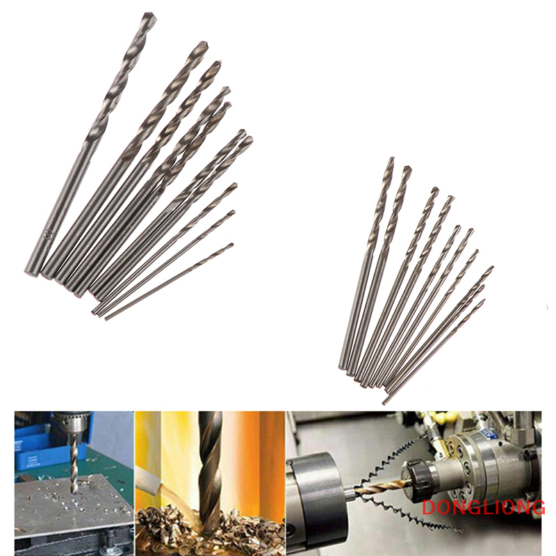 DONGLIONG 10Pcs/Box Mini Drill HSS Bit 0.8mm-3.0mm Straight Shank PCB Twist Drill Bits Set