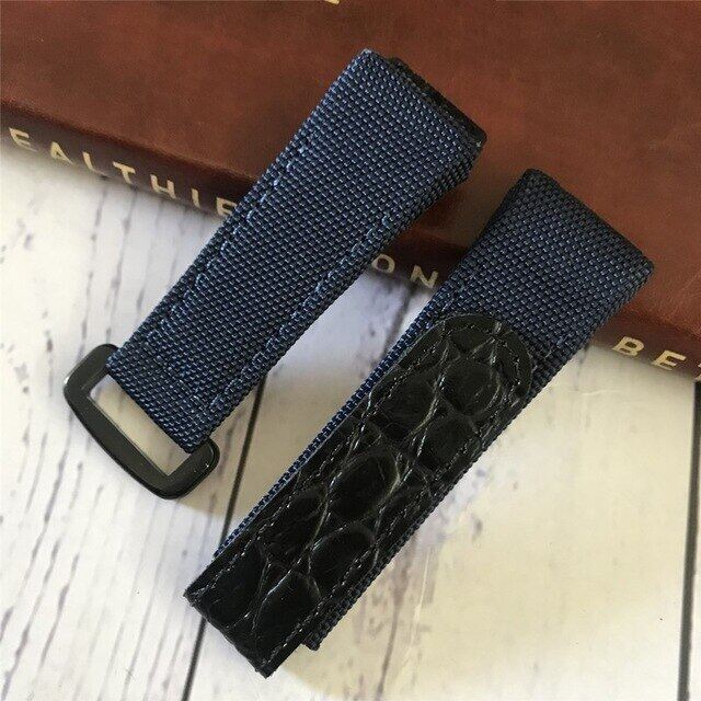 25mm men nylon fabric with leather Watchband For Richard Watch Mille watch Strap band Bracelet buckle for screw design