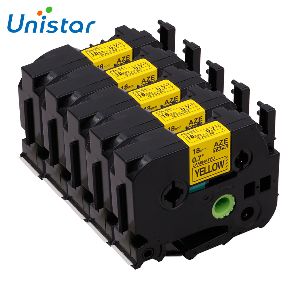 5pcs Label Printer Ribbons TZe641 18mm Compatible for Brother Ptouch