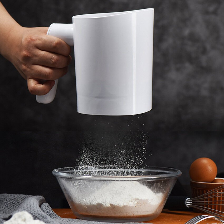 1 Liter Electric Flour Sieve Icing Sugar Powder Handheld Stainless Steel Screen Cup Shaped Sifter