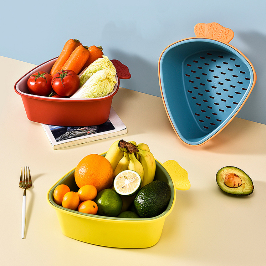 Multifunctional Kitchen Sink Drain Basket Double-Layer Filter Water Washing Basket Kitchen Storage Sorting Basket