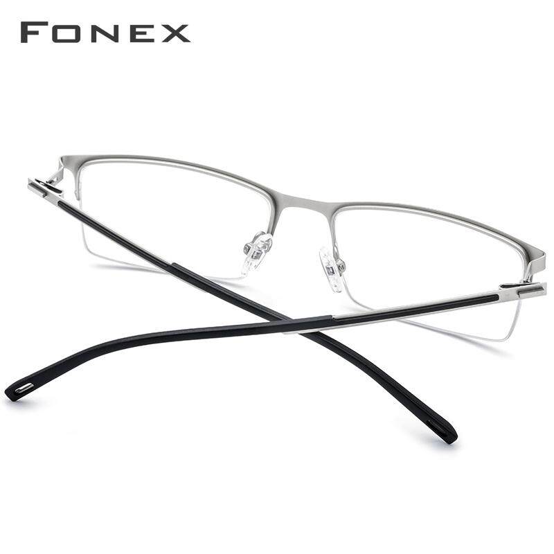 Fonex Alloy Glasses Frame Men Ultra Light Half Square Myopia