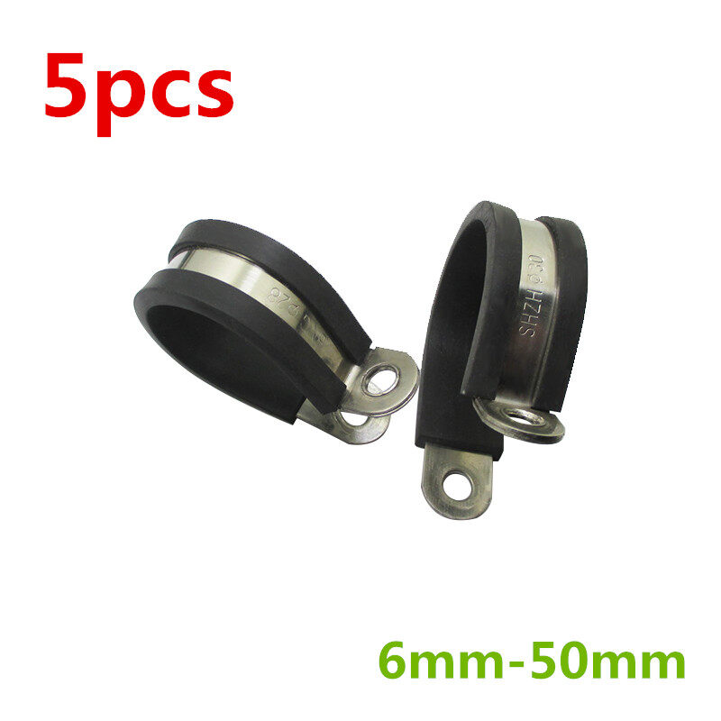 5pcs/lot 304 Stainless Steel Rubber Lined P Clips Cable Mounting Hose ...