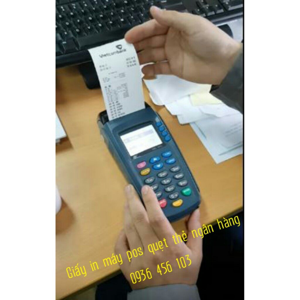 Giấy in hóa đơn K57*38mm cho máy pos quẹt thẻ ngân hàng, máy pos cầm tay
