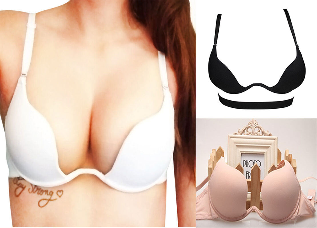 【PrettySet】Deep V Low Cut Push Up Bra Women Sexy Women Beauty Back Backless Underwear Seamless Bra Backless Invisible Plunge Bra New