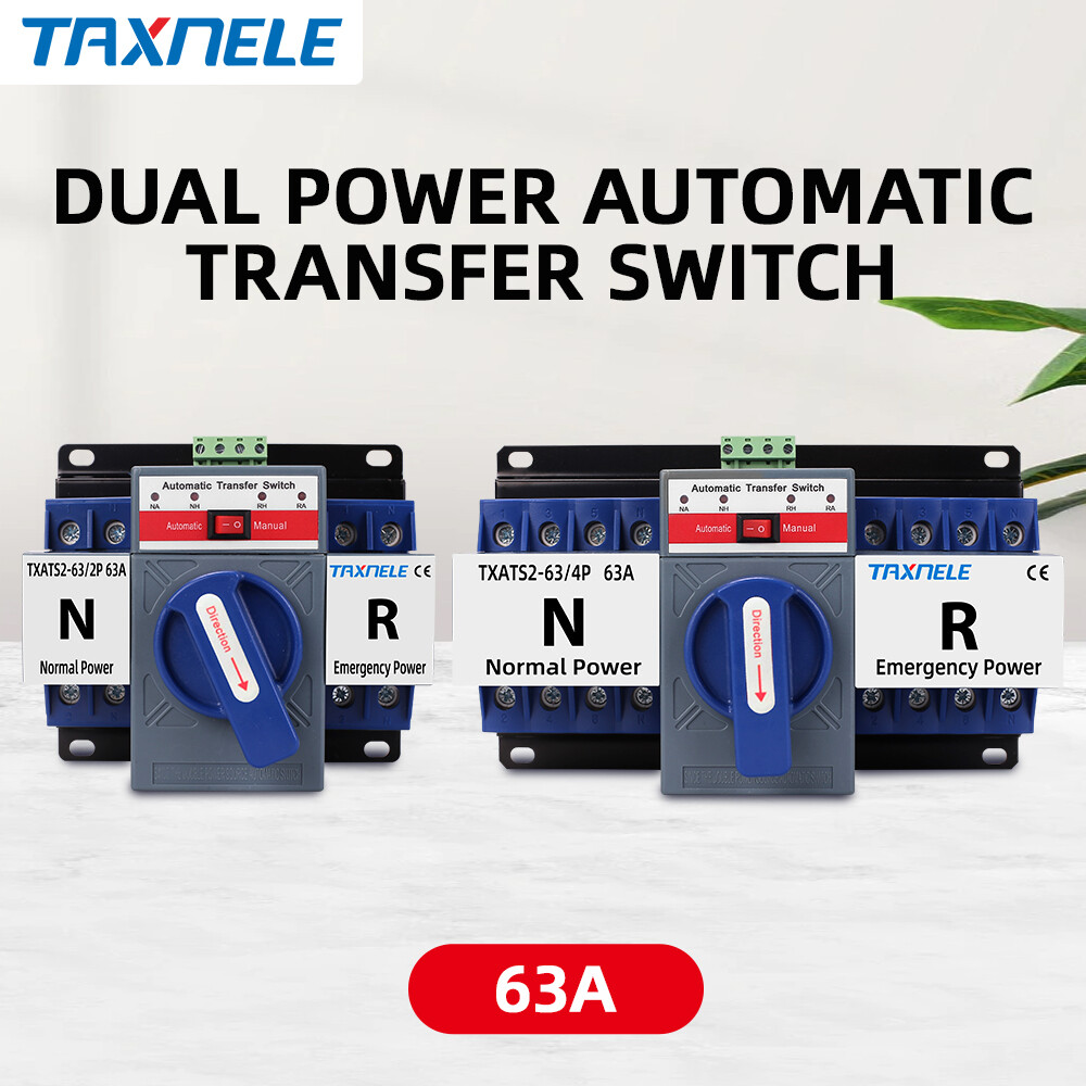 ATS 2P 4P 63A 230V vi ngắt mạch năng lượng kép công tắc chuyển tự động tự động chuyển đổi