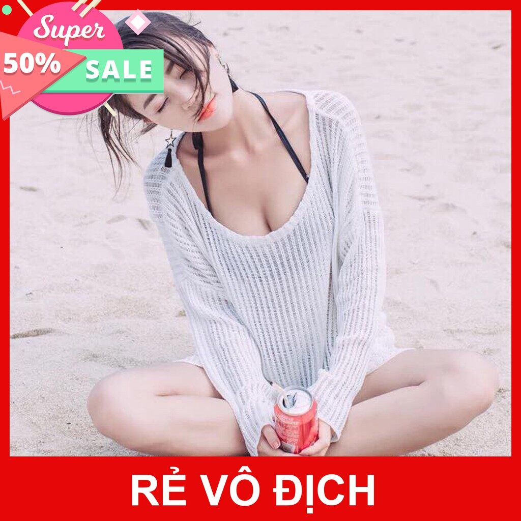 Áo lưới đi biển Korea sang chảnh trễ vai (Có clip quay cận cảnh)