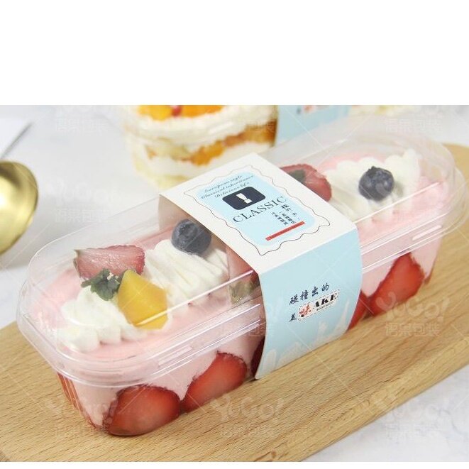 RORA - 280ML Transparent Long Cake Box Ice Cream Fruit Cheesekut Boxes ...