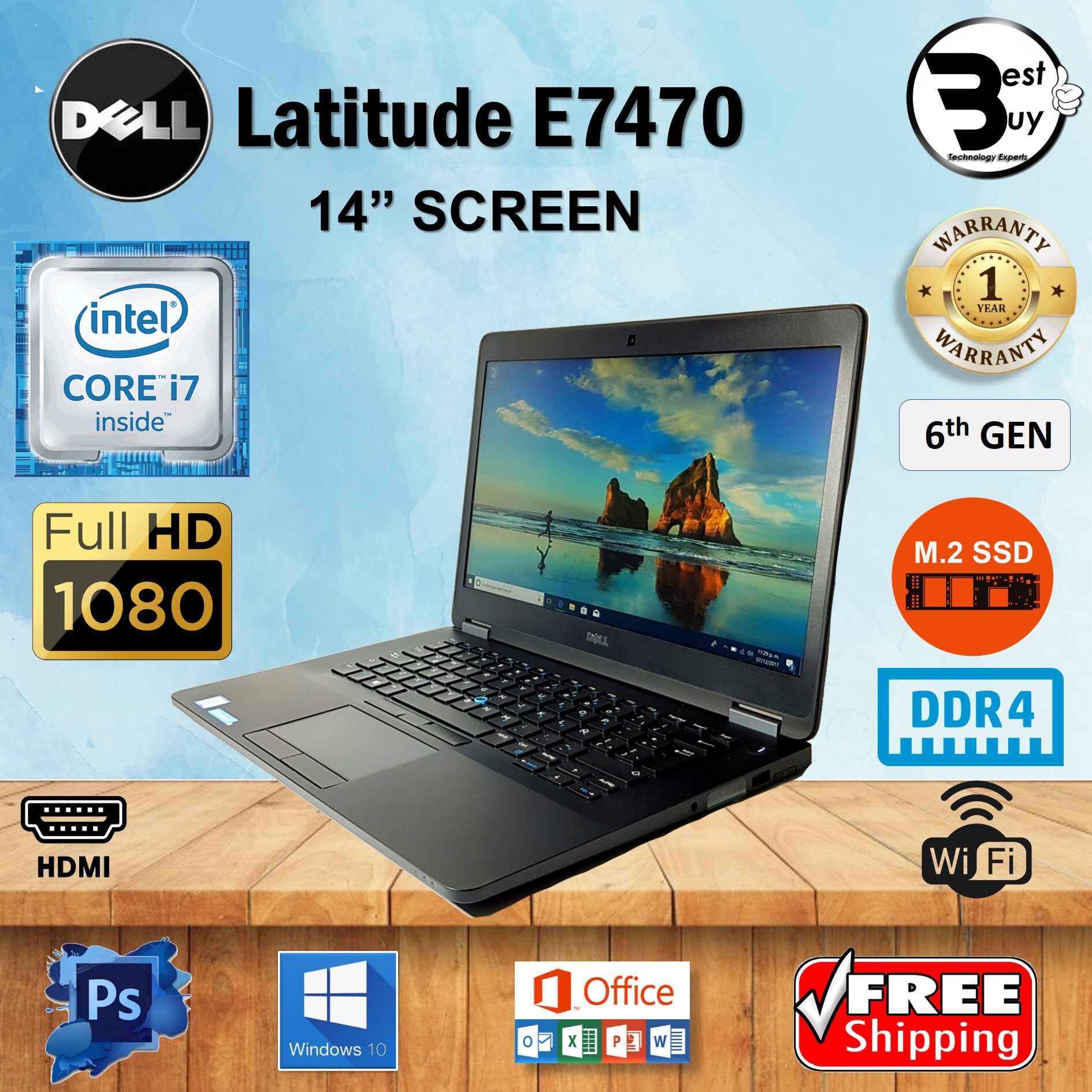 Dell Latitude E7470 Core I7 6600u 6th Gen 14 Fhd 4gb 8gb 16gb 32gb Ddr4 128gb 256 Gb 512gb M 2 Ssd 14 Inch Full Hd Screen Windows 10 Pro High Spec Refurbished Notebook Malaysia