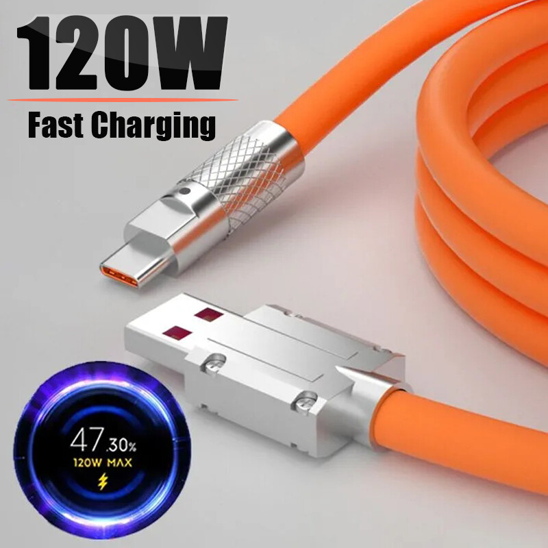 120W 6A sạc siêu nhanh Loại C Cáp dữ liệu sạc nhanh USB cáp cho Huawei Samsung Xiaomi Redmi dòng dữ liệu