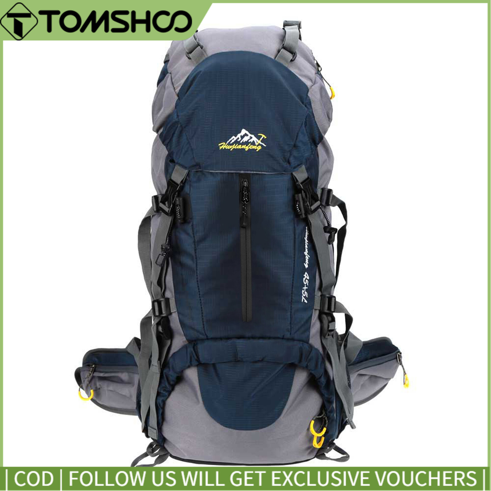 Topp Cycling 50L Waterproof Outdoor Sport Hiking Trekking Camping Travel Backpack Pack Mountaineering Climbing Knapsack with Rain Cover