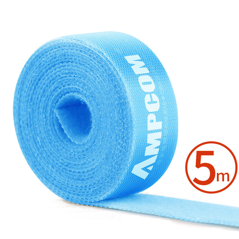 AMPCOM 5M Hook and Loop Fastener Cable Organizer Wire Winder Clip Earphone Holder Mouse Cord Protector Cable Management Velcros Cable Tie