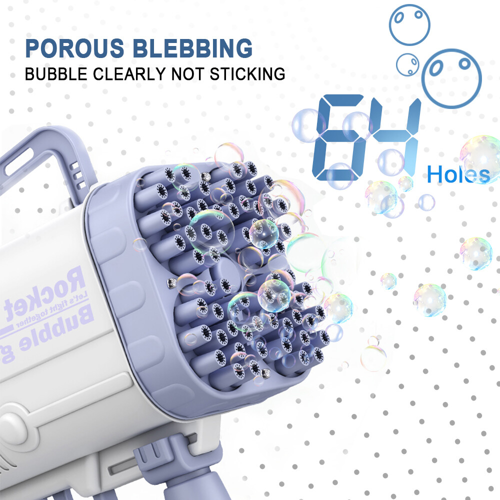 TOYSMARS Big Rocket Launcher Bubble Machine 60 / 64 Holes Bubble Toy Bubble Toy Automatic Bubble Maker Machine Electric Bubble Toy Children's Bubble Fun for Summer Outdoor Birthday Christmas Gift for Kid Teen Boy and Girl