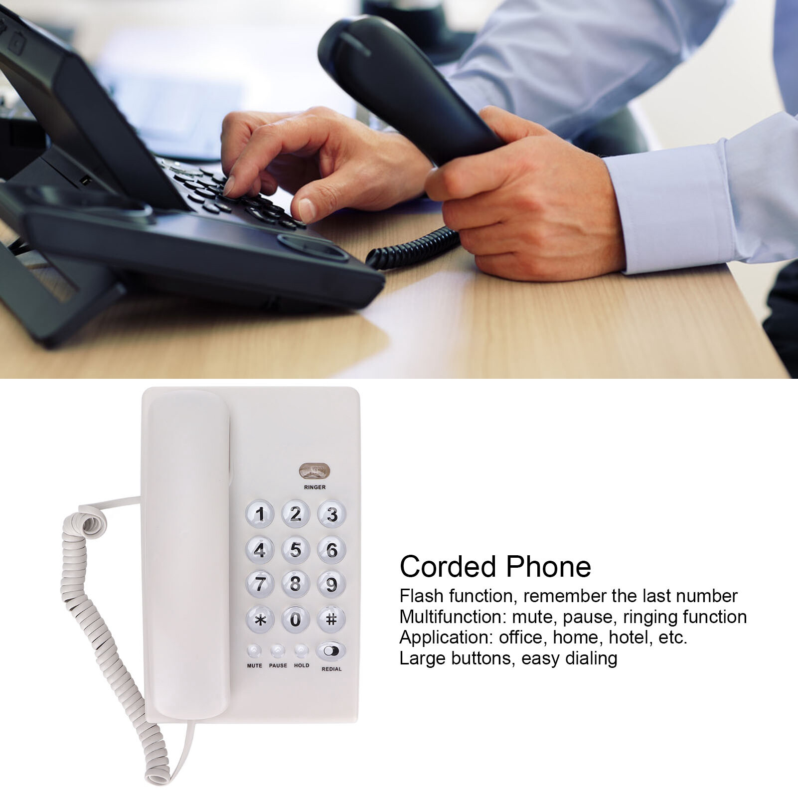 Desktop Phone Simple High Volume Landline Phone Large Button for Home