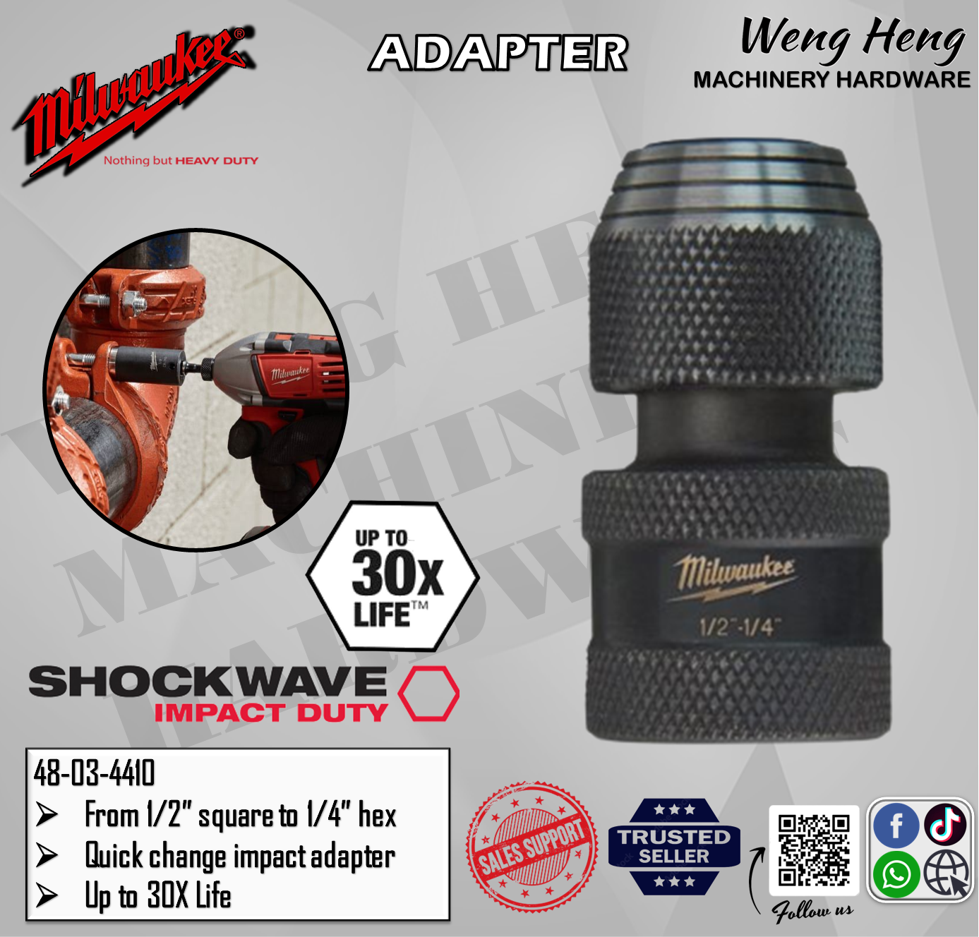 100 Genuine Milwaukee SHOCKWAVE™ Power Bit Socket Adapters or Adaptor