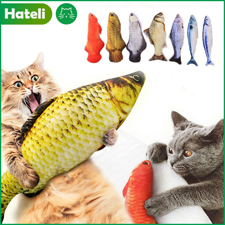 【HATELI】Cute Simulation Fish-Shape Catnip Cat Toys Kitten Playing Pets Toy Supplies