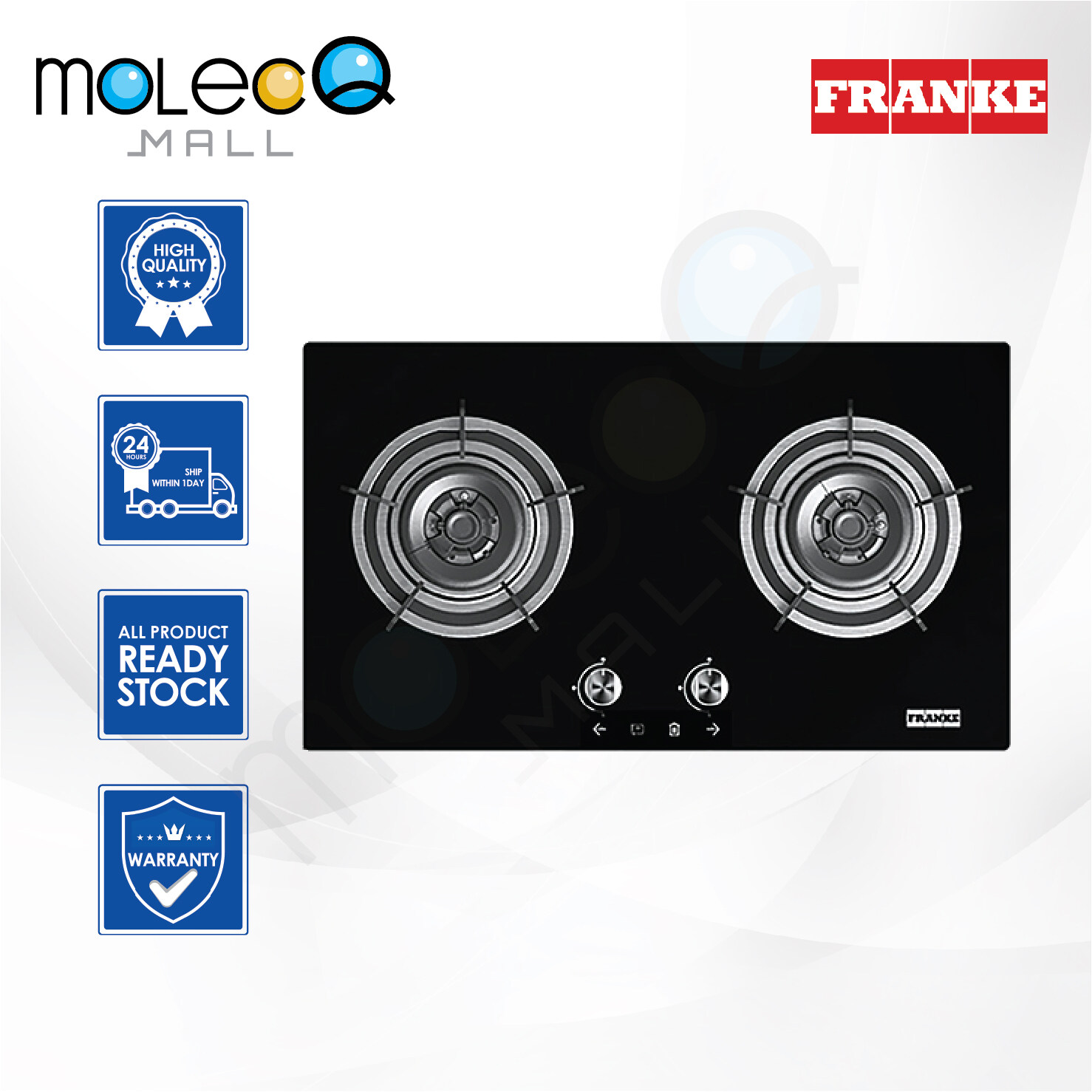 Franke 73cm Onyx Doubleburner High Quality Tempered Glass Gas Hob