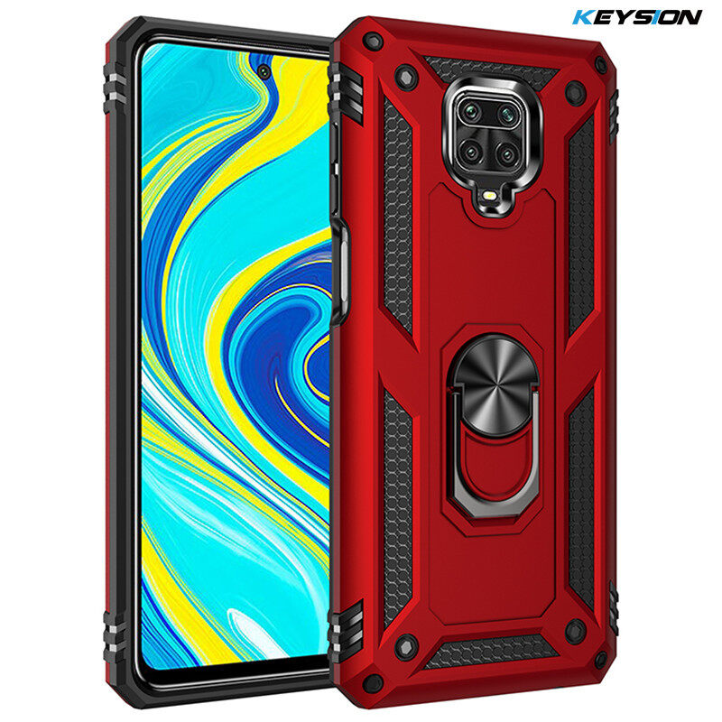 KEYSION Shockproof Case For Xiaomi Redmi Note 9S Note 9 Pro Magnetic Metal Ring Holder Armor Back Cover For Redmi Note 9 Pro Max