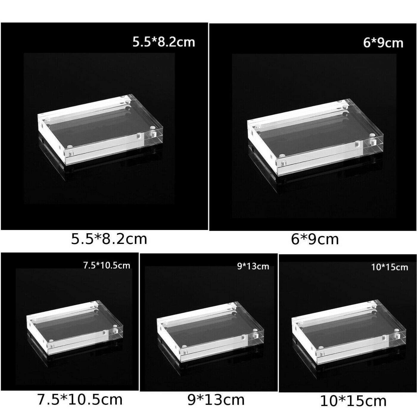 Clear Photo Frame Stand Magnetic Acrylic Display Picture Holder Durable Freestanding Polished