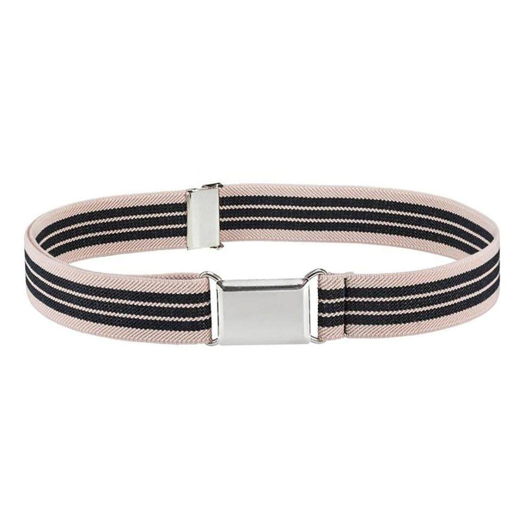 Child Kids Toddler Belt Elastic Adjustable Stretch Unisex Belts Silver Buckle