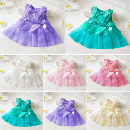 Redcloud Princess Flower Girls Dress Round Neck Sleeveless Kids Baby Lace Party Pageant Lace Tulle Tutu Dresses