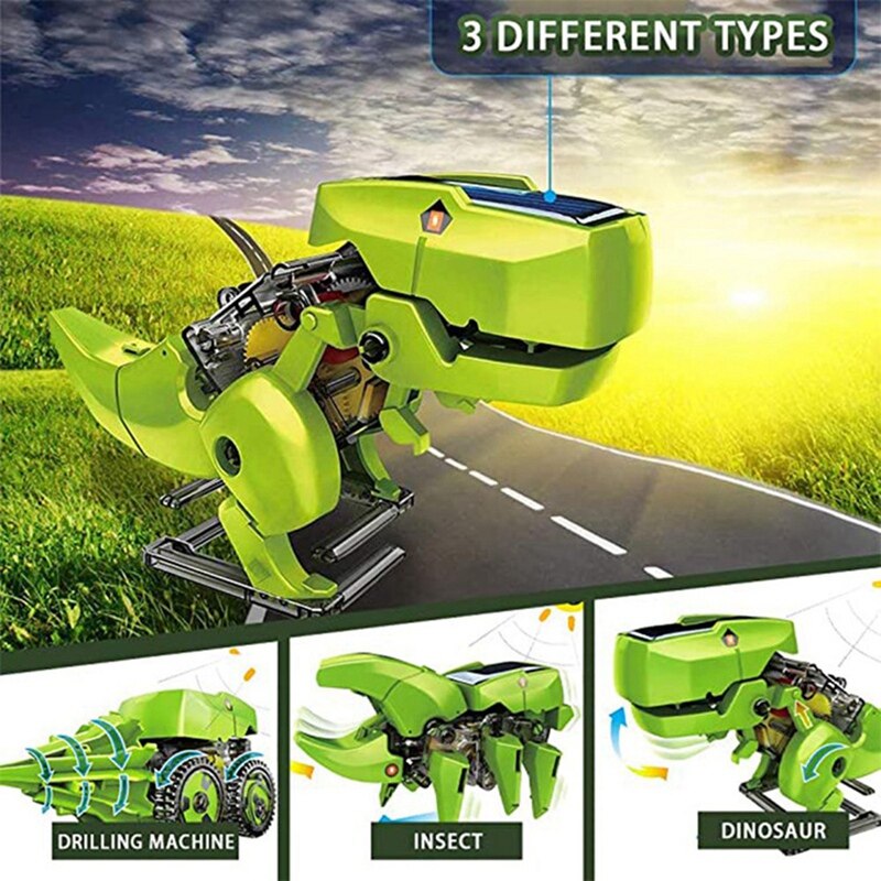 Conusea Lắp Ráp Khủng long đồ chơi năng lượng mặt trời Câu Đố Robot đồ chơi thí nghiệm khoa học