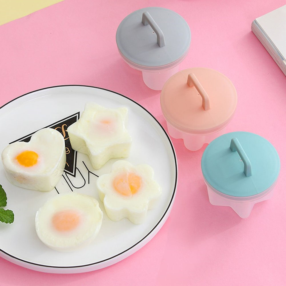 [Chinatera] 4pcs Cute Egg Cooker Plastic Egg Poacher Set Kitchen Egg Cooker Tools Egg Mold Form With Lid Brush Pancake Maker