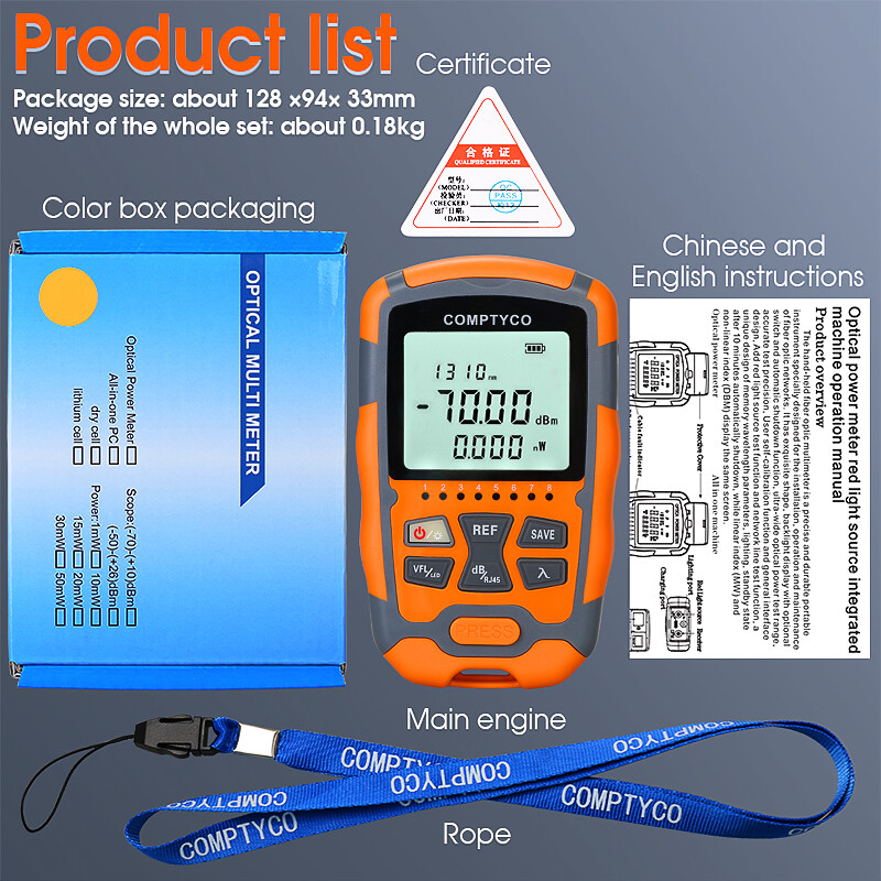 COMPTYCO AUA-M70 Mini 4 in 1 Multifunction Optical Power Meter Visual Fault Locator Network Cable Test optical fiber tester