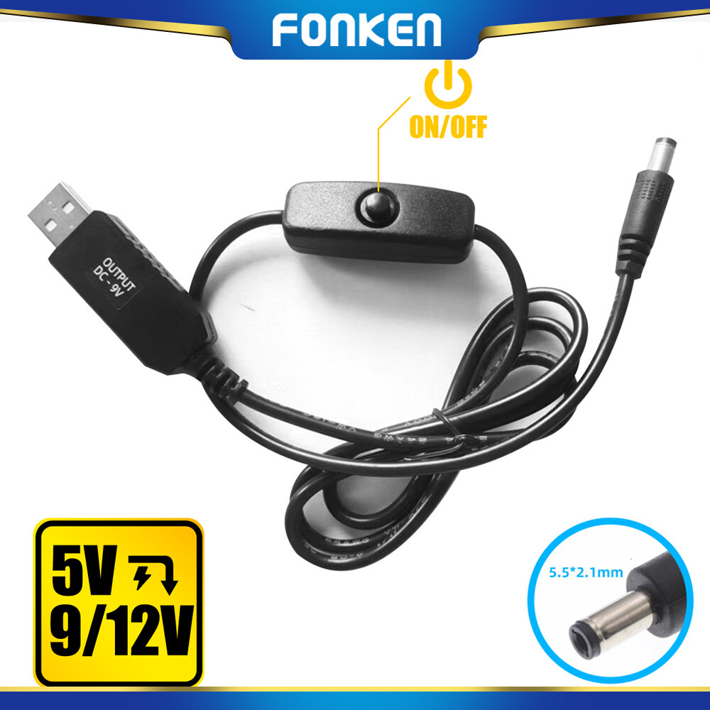 FONKEN Cáp Chuyển Đổi USB 5V Sang 9V/12V Cáp Kết Nối Bộ Định Tuyến Kết Nối Ngân Hàng Điện Cáp Tăng Cường Với Công Tắc Dây Tăng Cường Điện