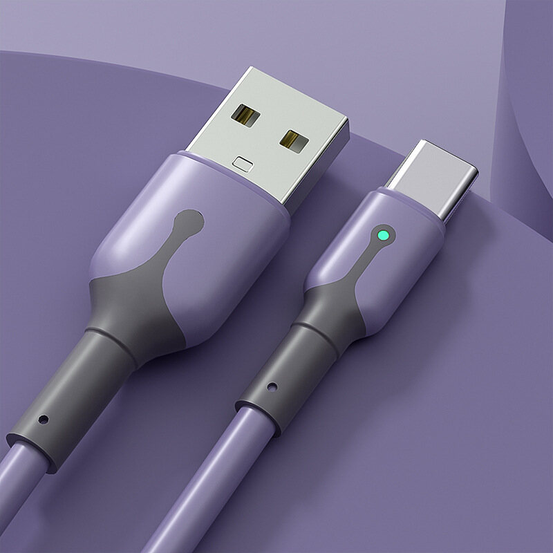 【YIDEA HONGKONG】 5A Fast Charger Liquid Silicone Cable with LED Light Micro Usb / Type-C Charger Cable IPhone Cable