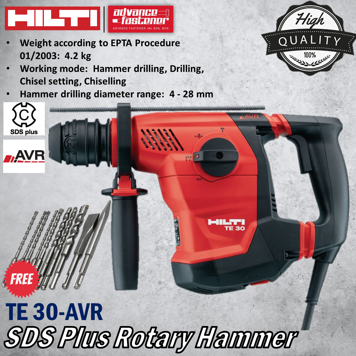 Te 30 Avr Roto Hammer Hilti HILTI TE 30-AVR SDS Plus Rotary Hammer