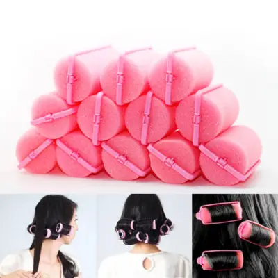 12pcs Magic Sponge Foam Cushion Hair Styling Rollers Curlers Twist Tool Salon Pink - Intl