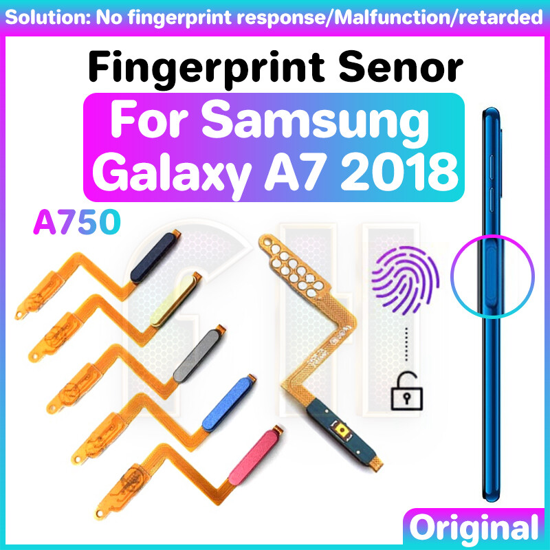 Fingerprint Sensor Touch ID for Samsung Galaxy A7 2018 A750 Finger Pringt sensor home return key flex cable ribbon power button flex replacement parts