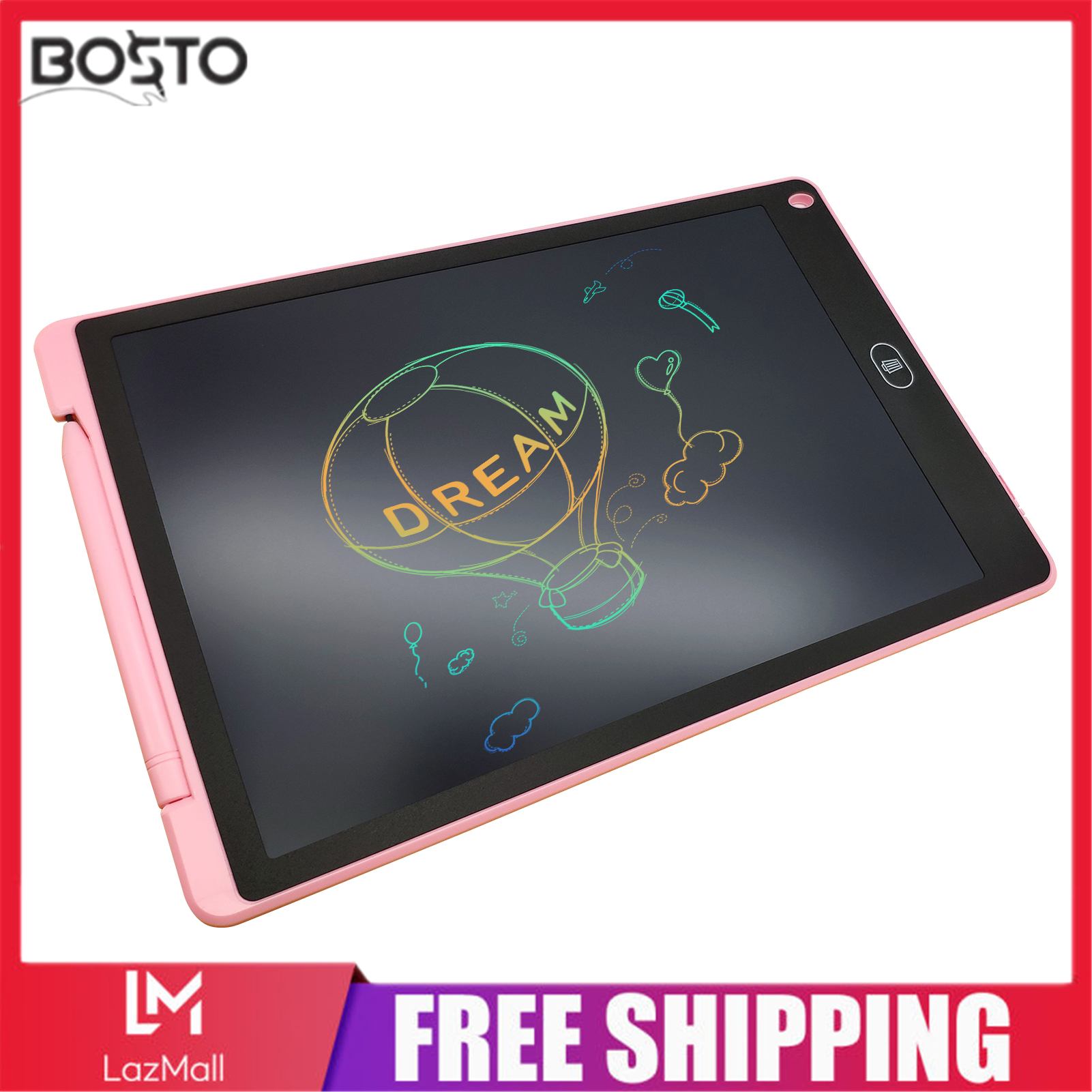 12 Inch LCD Writing Tablet Electronic Digital Drawing Board Erasable Writing Pad Color Screen One-Click Erase with Lock Button Gift for Children Adults Home Office School