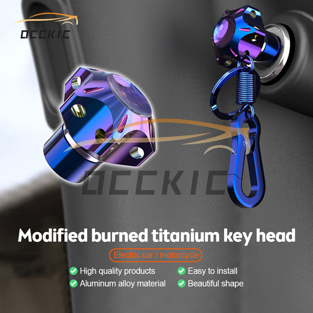 🚙Occkic Đầu Chìa Khóa Bằng Titan CNC Kèm Xích Đầu Chìa Khóa Xe Máy Bị Cháy Sửa Đổi CNC Thông Thường