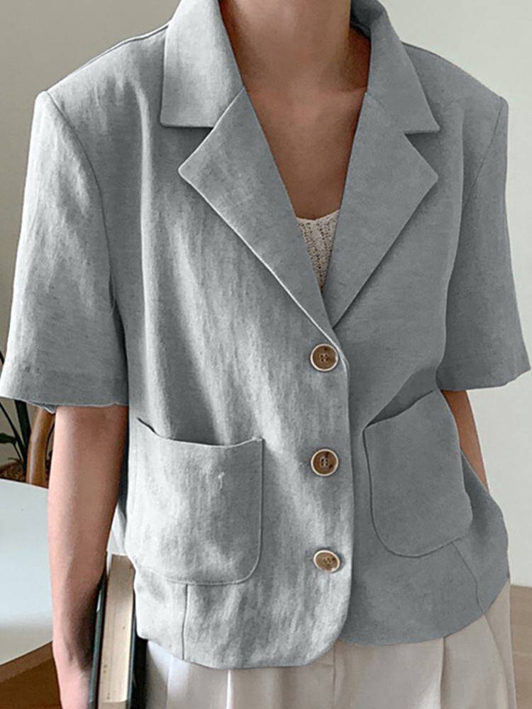 ZANZEA Short Sleeve Casual Blazer Coats Women Korean Fashion Office Lady Lightweight Blazer Simple Pockets Elegant Suit Jackets 2023hot