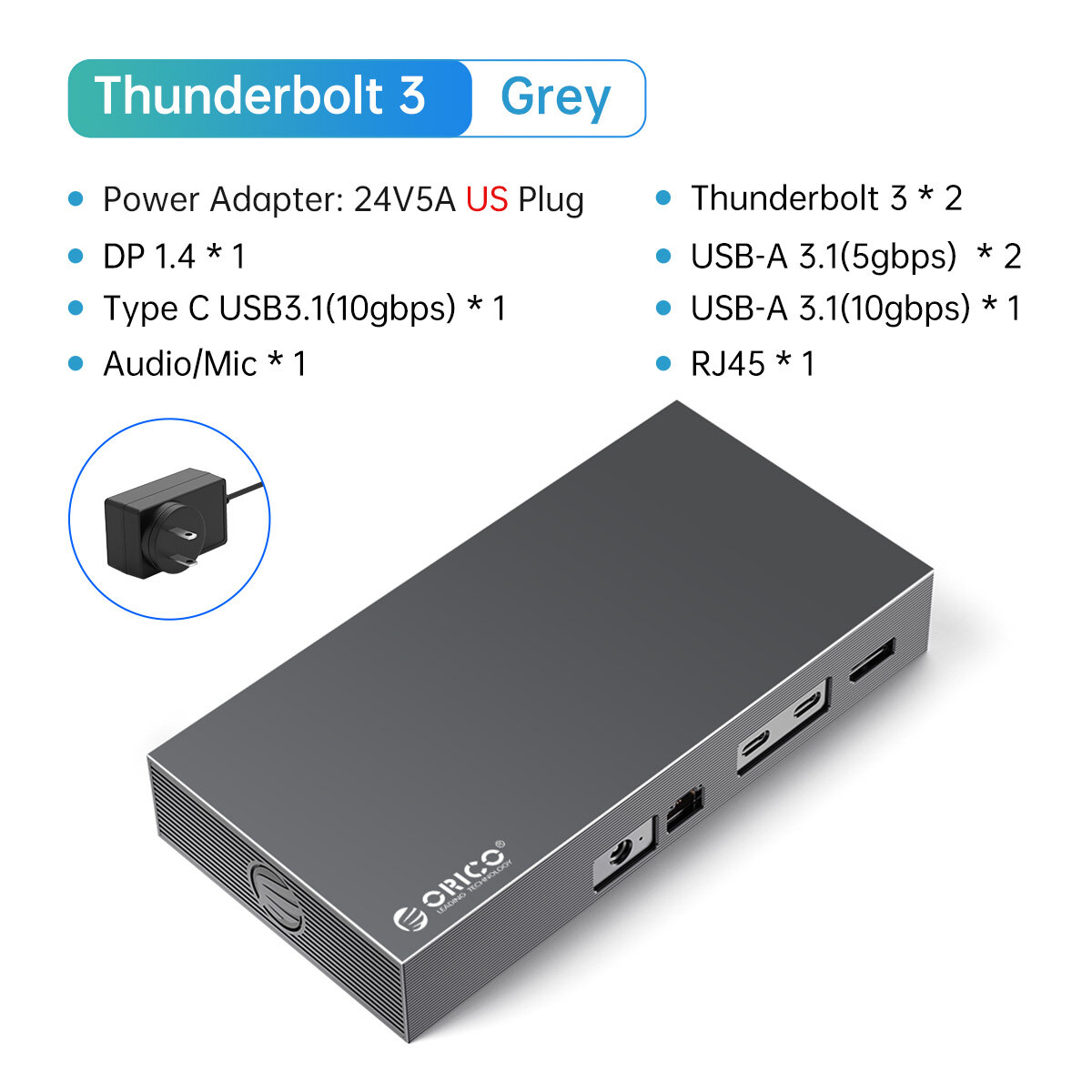 Orico thunderbolt 3 usb c docking station with m.2 sata nvme ssd enclosure 8k60hz ethernet 100w pd type hub 3.5mm for laptop mac
