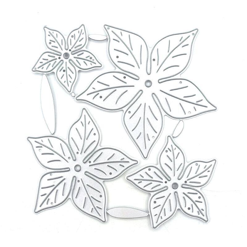DIY Lace Cutting Dies Embossing Stencil Template for Scrapbooking Embossing Paper Card making，Five Leaves Flowers