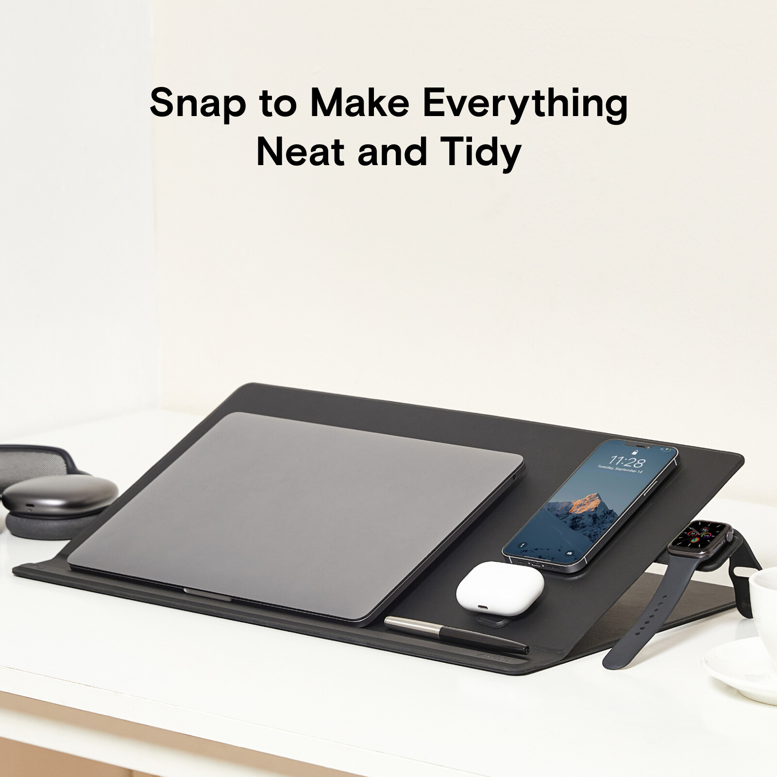 MOFT Multifunctional Desk Mat Water-resistant PU Leather, Multi-angle Laptop Tablet Stand Desktop Organizer Adjustable Display Board