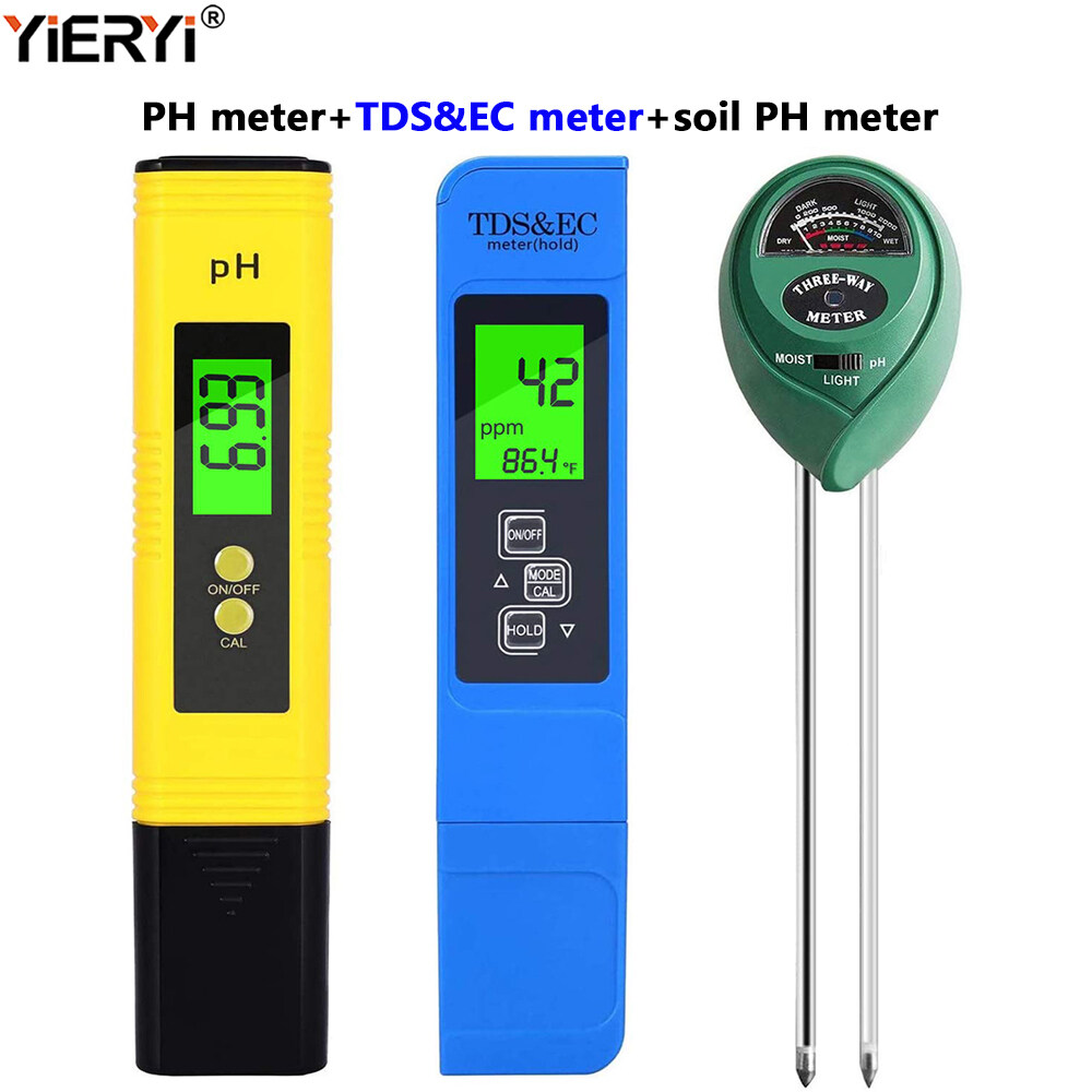 yieryi 3PCS PH Meter & TDS PPM Meter Soil meter TDS EC water quality